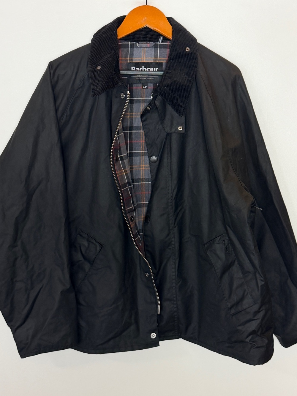 Barbour OS Transport Men's Black Waxed Cotton Jacket Size 44